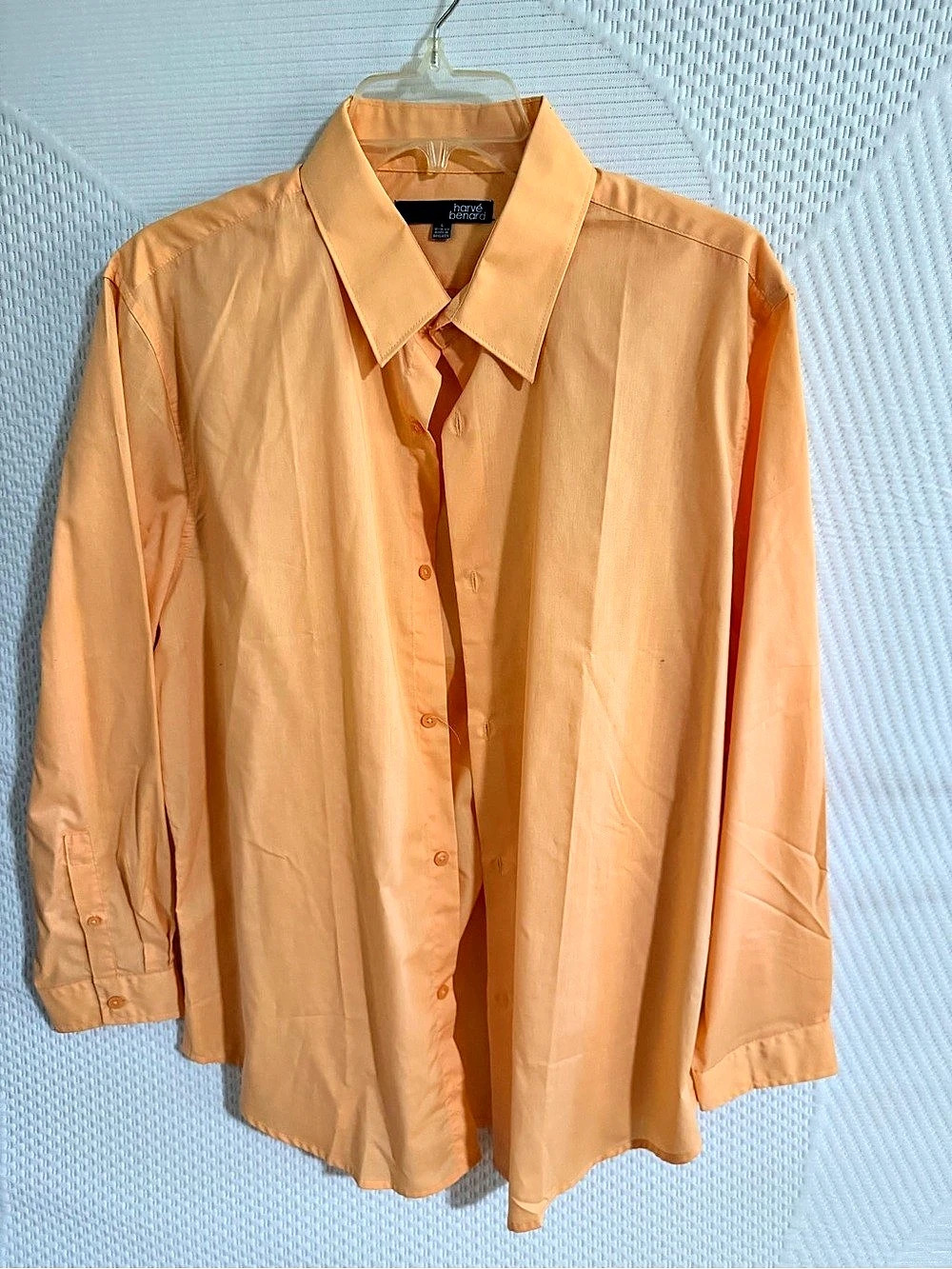 harvé benard Long Sleeve Button Down Shirt in Orange Size Large